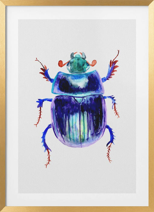 Earth-boring dung beetle or Anoplotrupes stercorosus Framed Art Modern Wall Decor