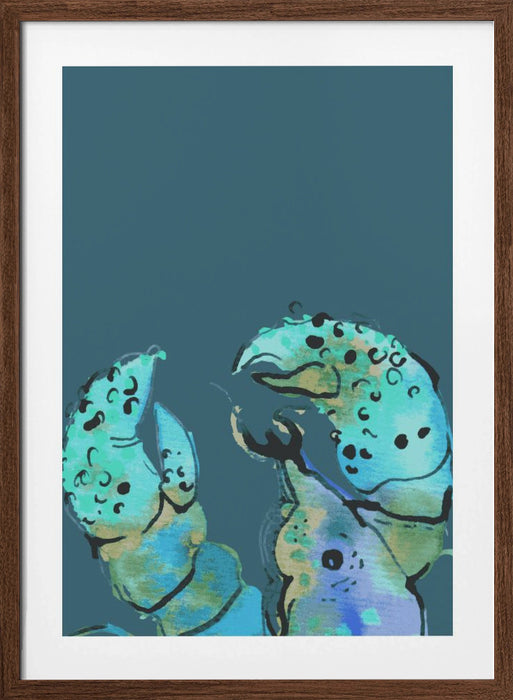 Azure Lobster On Dark Blue Framed Art Modern Wall Decor