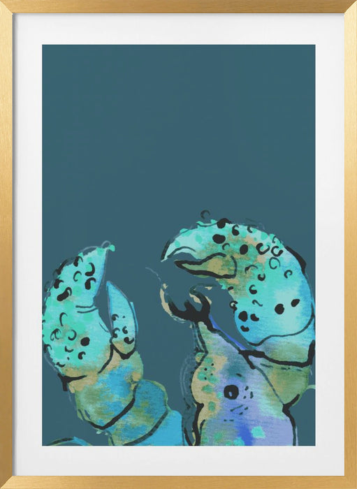 Azure Lobster On Dark Blue Framed Art Modern Wall Decor