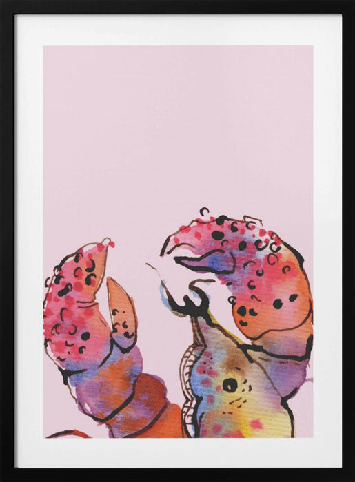 Lobster On Pink Framed Art Wall Decor