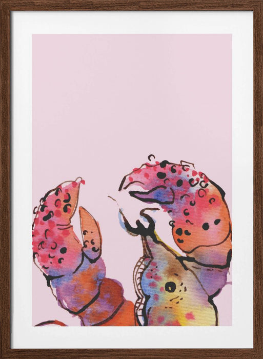 Lobster On Pink Framed Art Wall Decor