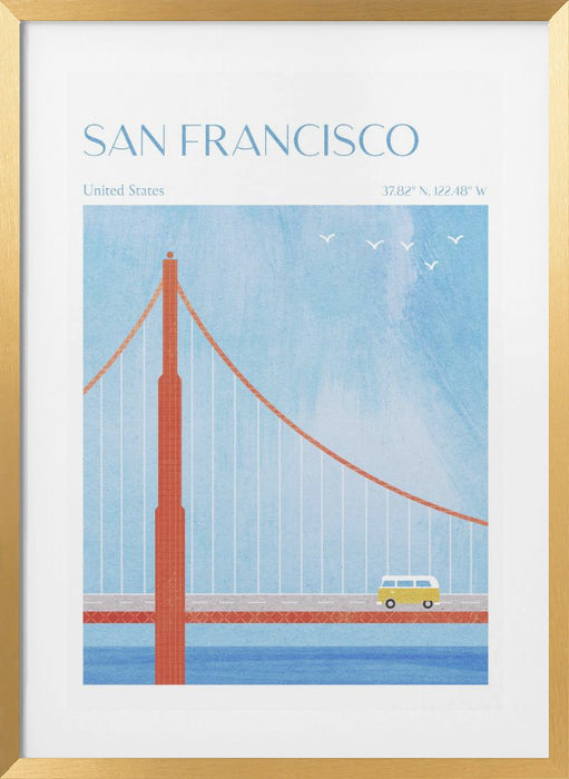 San Francisco, Golden Gate Bridge Framed Art Modern Wall Decor