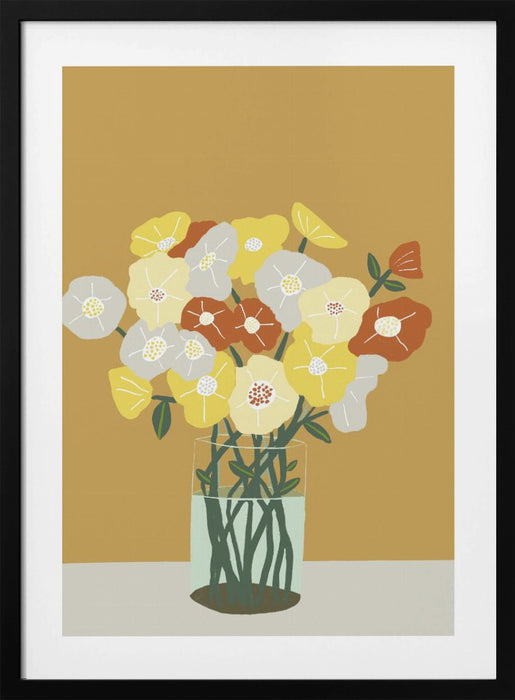 Vase of Flowers Framed Art Modern Wall Decor