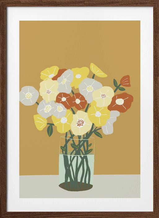 Vase of Flowers Framed Art Modern Wall Decor