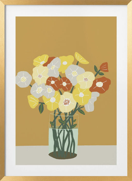 Vase of Flowers Framed Art Modern Wall Decor