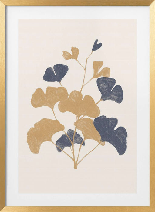 Golden Ginko Framed Art Wall Decor