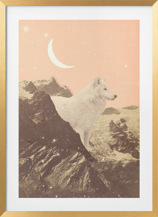 Giant White Wolf In Mountains Framed Art Wall Decor