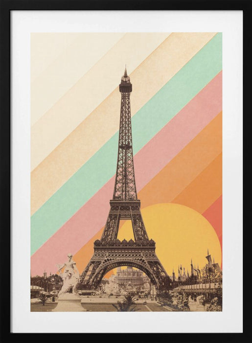 Eiffel Tower Rainbow Framed Art Modern Wall Decor