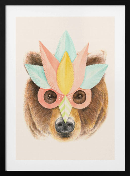 Bear Paper Mask Framed Art Modern Wall Decor