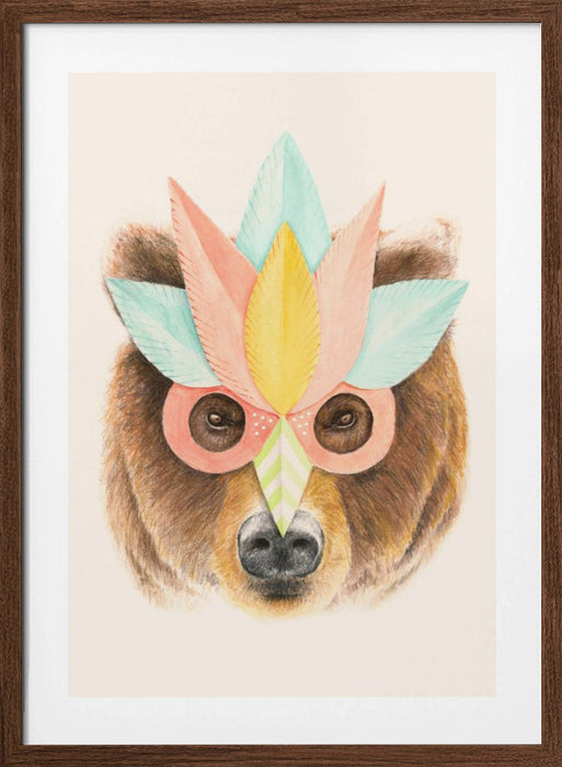 Bear Paper Mask Framed Art Modern Wall Decor