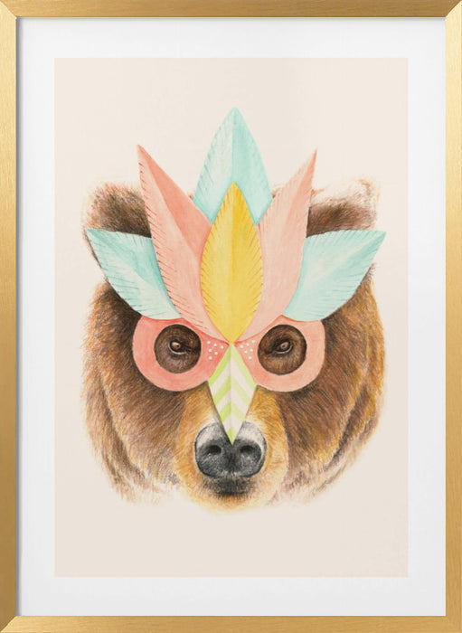 Bear Paper Mask Framed Art Modern Wall Decor