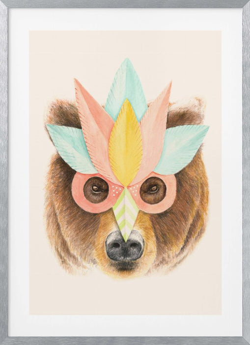 Bear Paper Mask Framed Art Modern Wall Decor