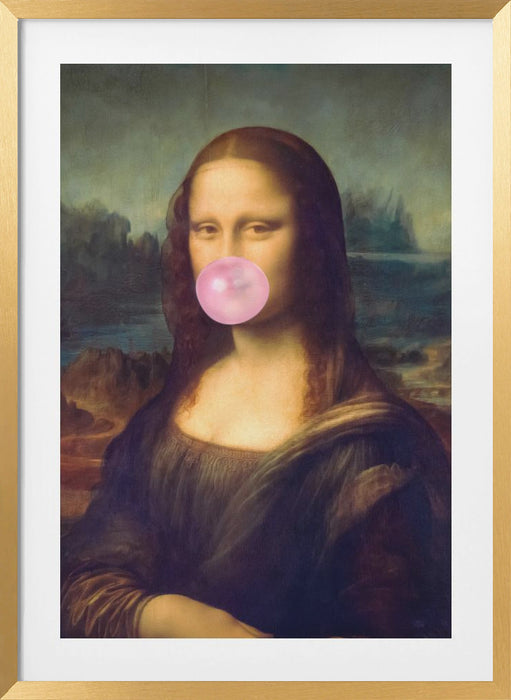 Mona Lisa Bubble Gum Framed Art Modern Wall Decor