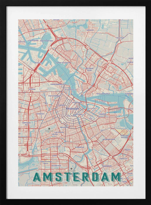 Retro Map   Amsterdam Framed Art Modern Wall Decor