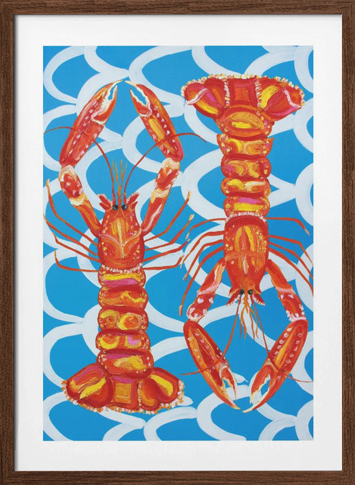 Langoustines On Blue Framed Art Wall Decor