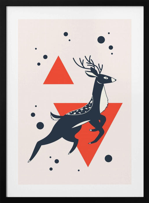 Abstract Deer Red Framed Art Wall Decor