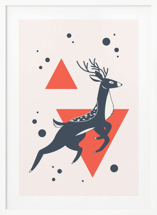 Abstract Deer Red Framed Art Wall Decor