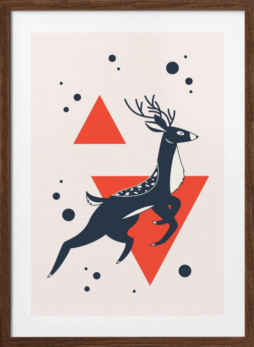 Abstract Deer Red Framed Art Wall Decor