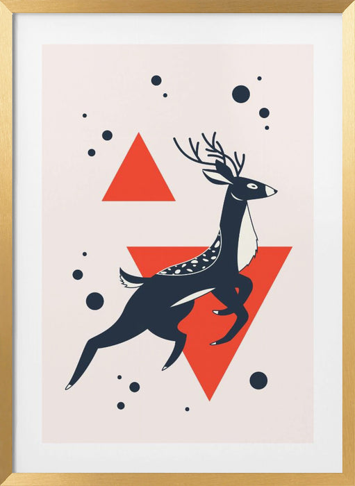 Abstract Deer Red Framed Art Wall Decor