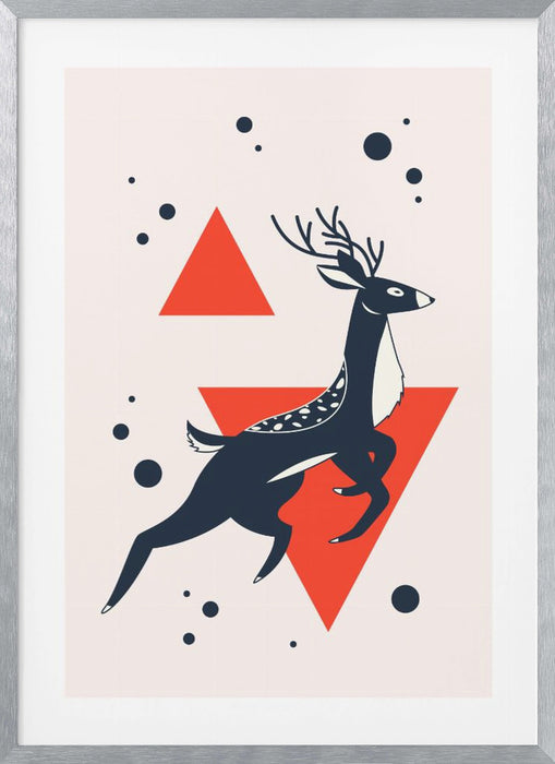 Abstract Deer Red Framed Art Wall Decor