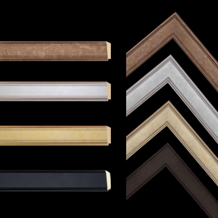 Collection of picture frame moldings in various colors for 24x30 picture frame