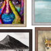 Diverse framed artworks in a 24x30 picture frame in wood, black, silver, gold, and bronze