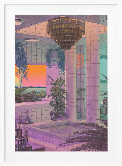 Vaporwave Pool Framed Art Modern Wall Decor