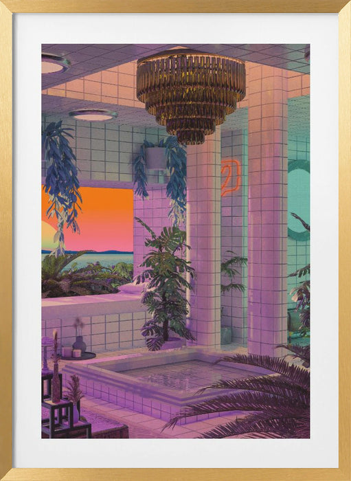 Vaporwave Pool Framed Art Modern Wall Decor