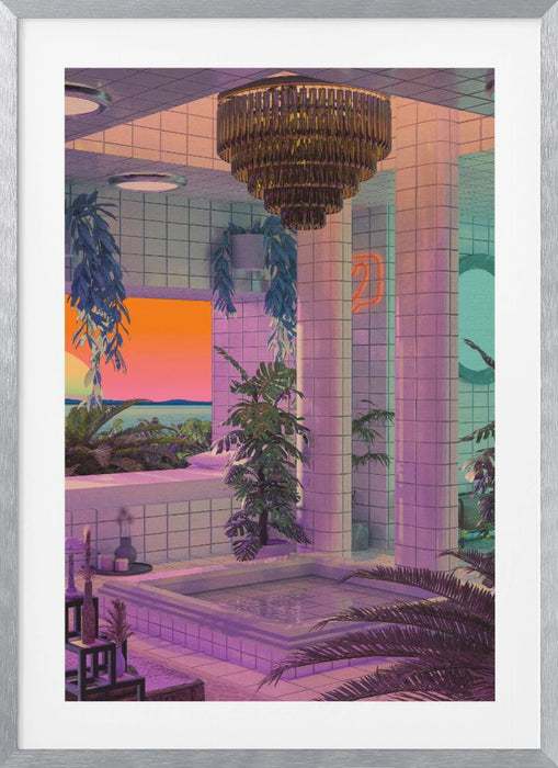 Vaporwave Pool Framed Art Modern Wall Decor