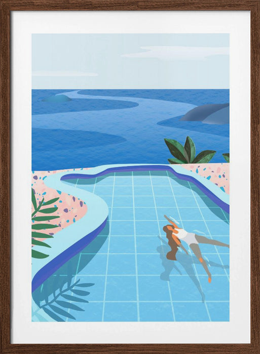 Girl in Pool Framed Art Modern Wall Decor