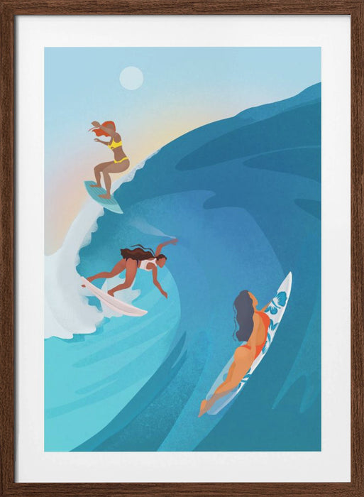 Surfers Framed Art Modern Wall Decor