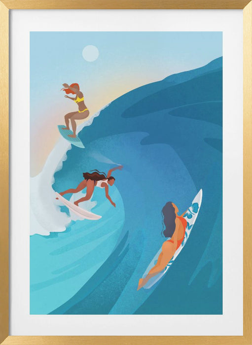 Surfers Framed Art Modern Wall Decor