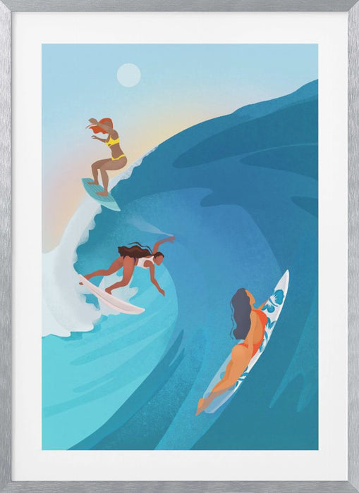 Surfers Framed Art Modern Wall Decor