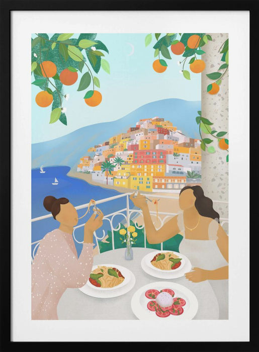 Girls in Positano Framed Art Modern Wall Decor