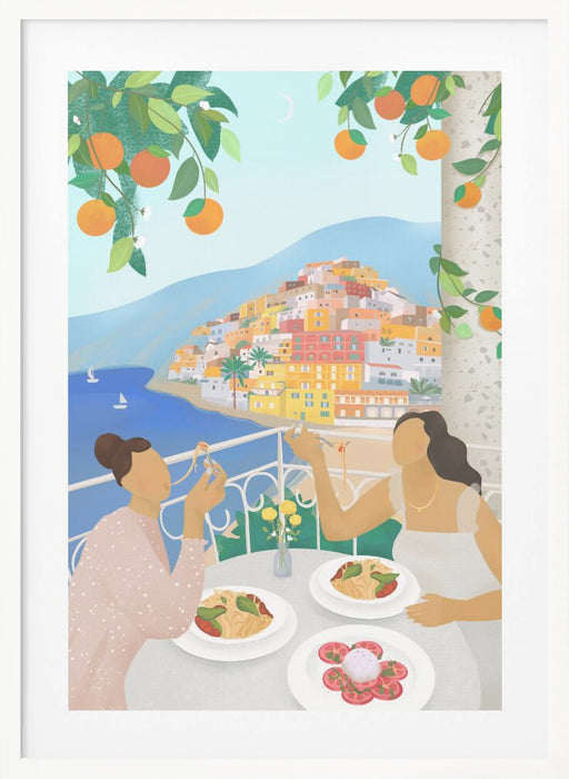 Girls in Positano Framed Art Modern Wall Decor