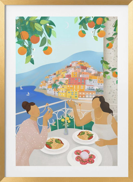 Girls in Positano Framed Art Modern Wall Decor