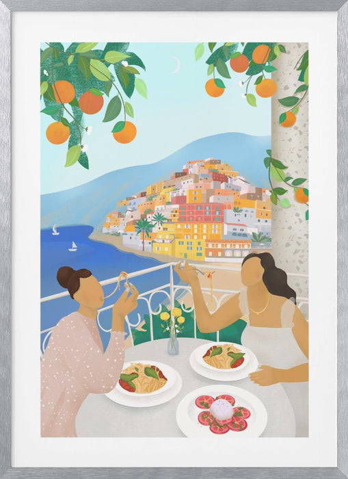 Girls in Positano Framed Art Modern Wall Decor