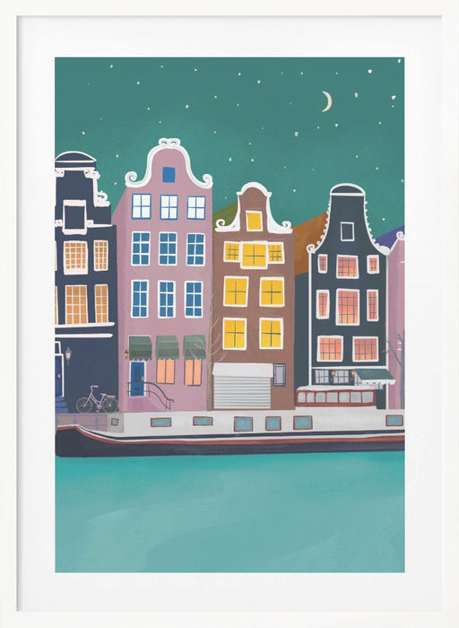 Amsterdam by night Framed Art Modern Wall Decor