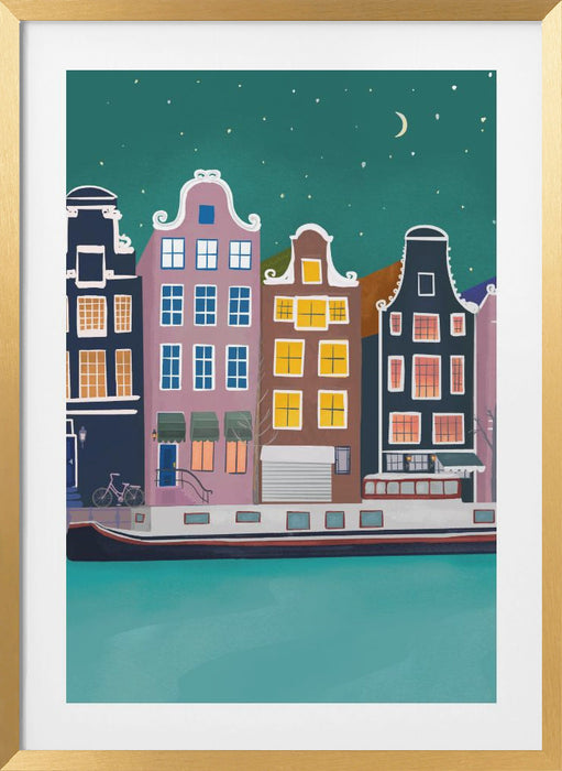 Amsterdam by night Framed Art Modern Wall Decor