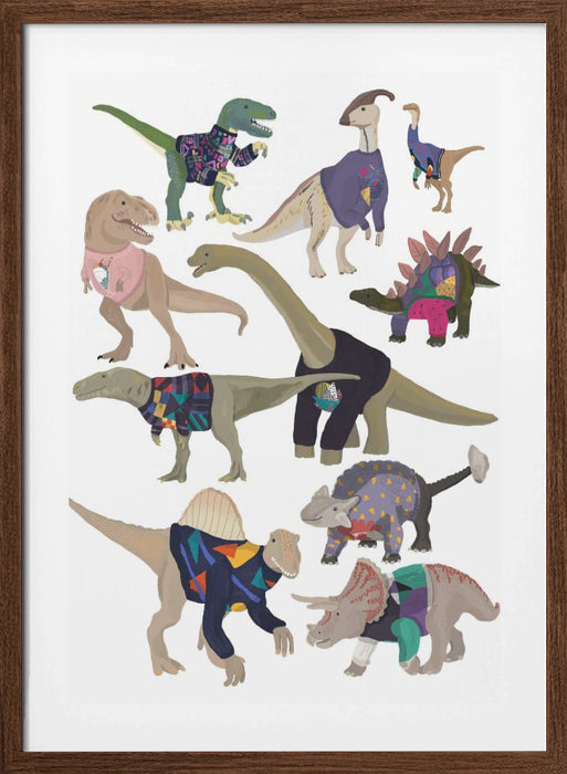 Dinosaurs In 80s Jumpers Framed Art Modern Wall Decor