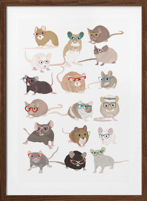 Mice In Glasses Framed Art Modern Wall Decor