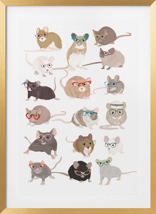 Mice In Glasses Framed Art Modern Wall Decor