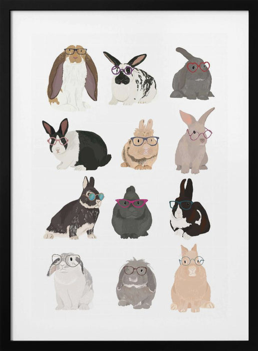 Rabbit Family Framed Art Wall Decor