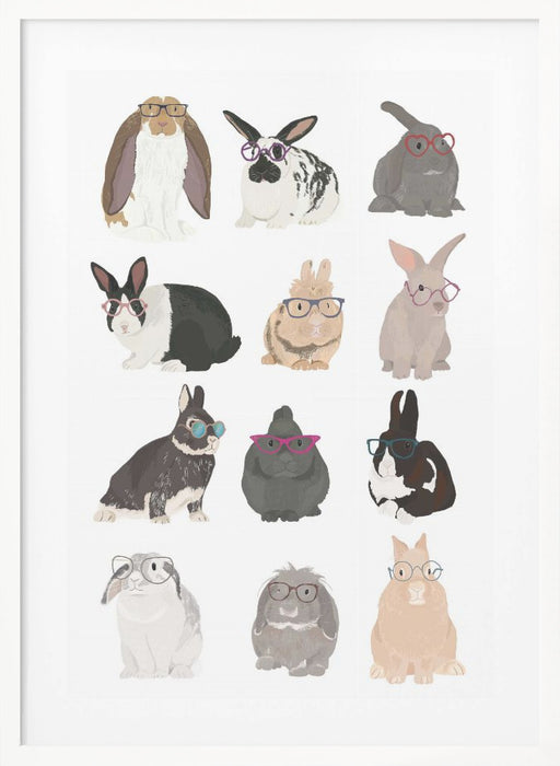 Rabbit Family Framed Art Wall Decor