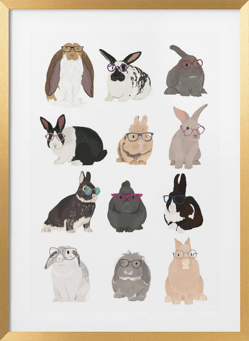 Rabbit Family Framed Art Wall Decor