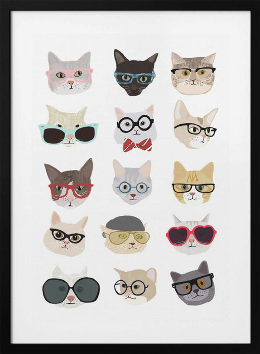 Cats With Glasses Framed Art Modern Wall Decor