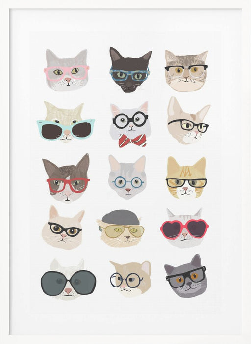 Cats With Glasses Framed Art Modern Wall Decor