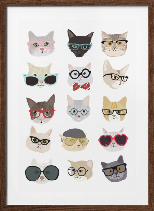 Cats With Glasses Framed Art Modern Wall Decor