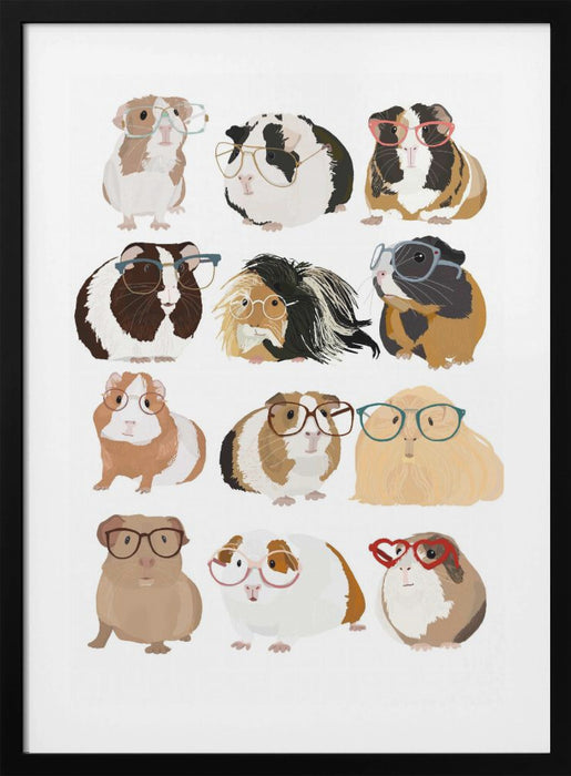 Guinea Pig in Glasses Framed Art Modern Wall Decor