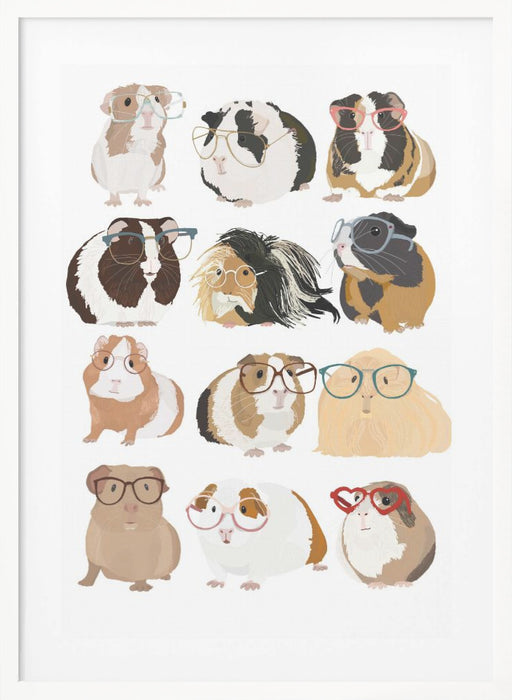 Guinea Pig in Glasses Framed Art Modern Wall Decor